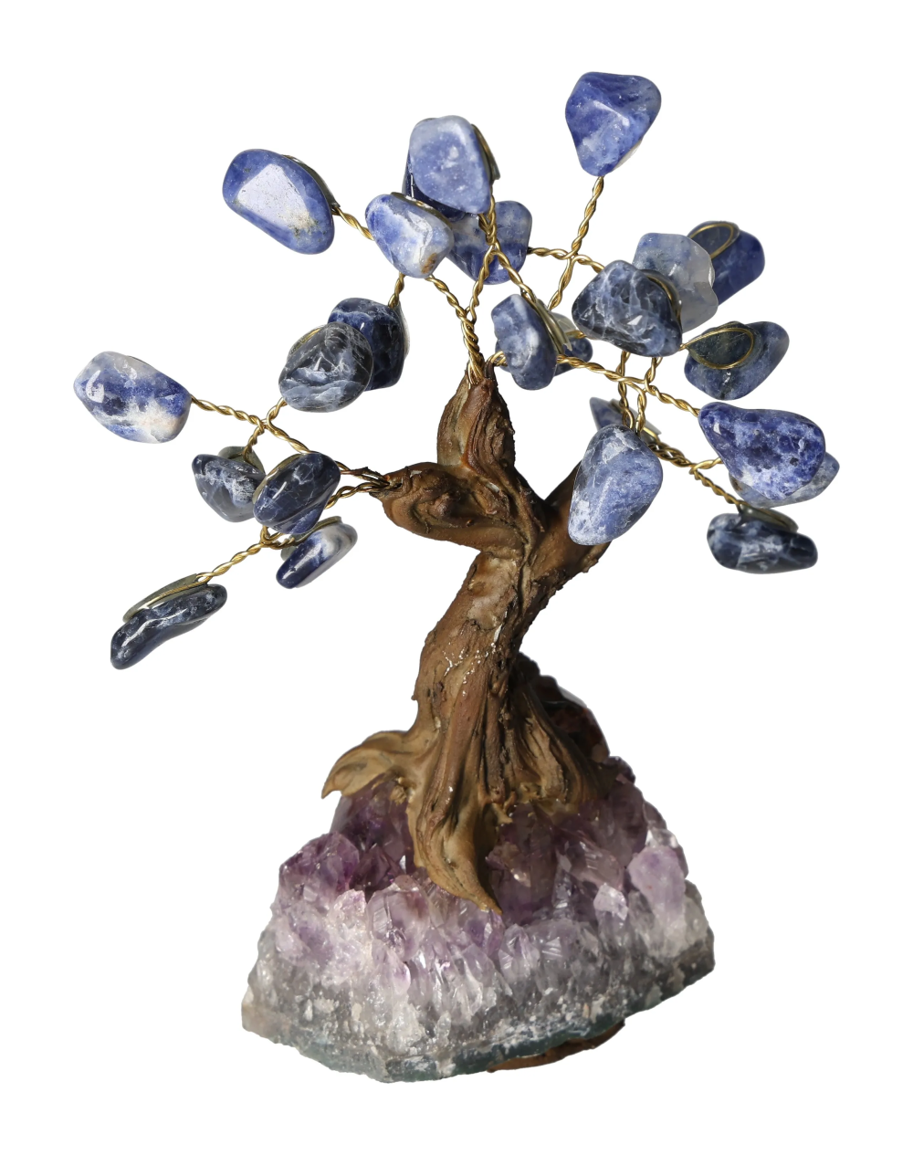 Sodalite Tree 13 cm 636049 enhancing creativity and clear thinking, crafted with sodalite stones on a natural amethyst base