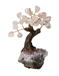Rose Quartz Tree 13 cm 636155 with pink gemstones and amethyst base, symbolizing love and emotional healing.