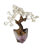 Clear Quartz Tree 13 cm 636162, decorative crystal sculpture with quartz stones on branches, enhancing spiritual and chakra energy.