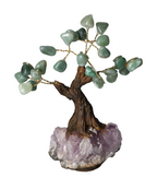 Green Quartz Tree 13 cm 636193 gemstone sculpture on amethyst base.
