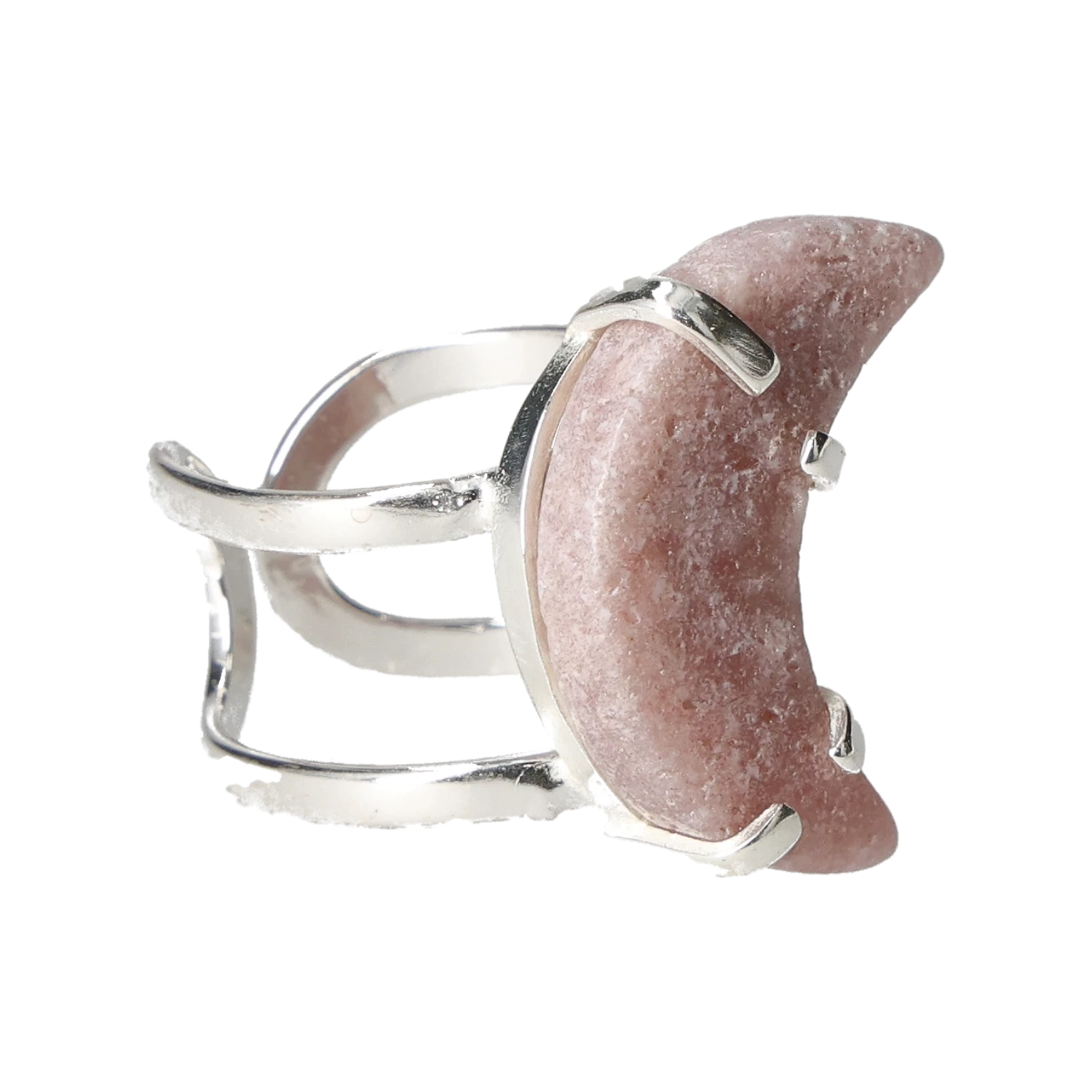 Rose Amethyst Moon Sterling Silver Ring
