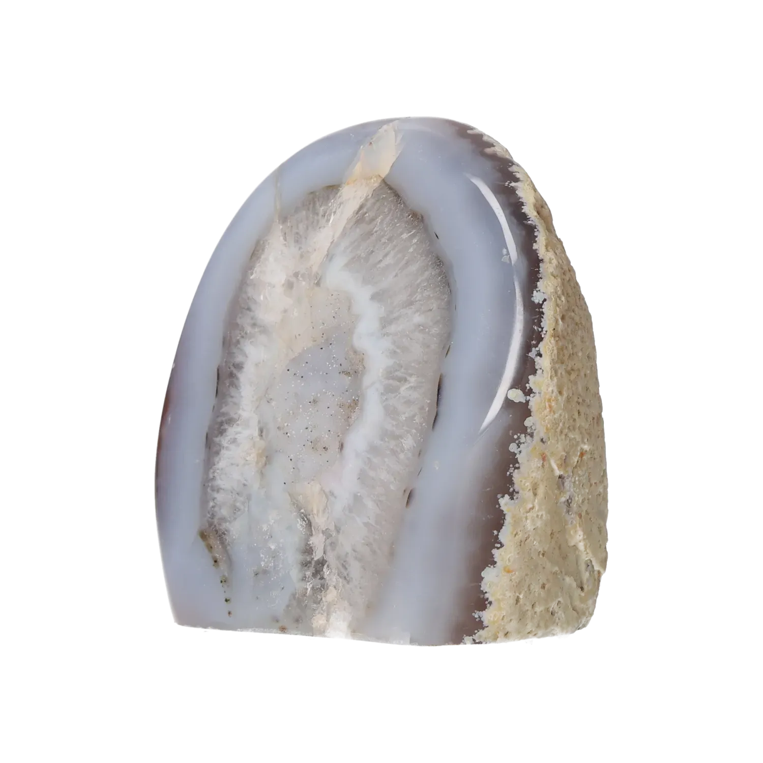 Semi polished Chalcedony with Quartz 10000394