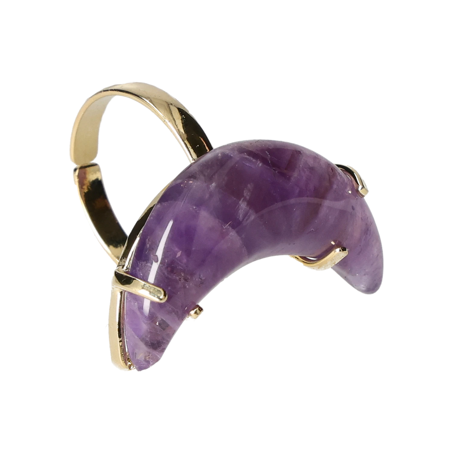 Amethyst Cabochon Moon Ring Gold