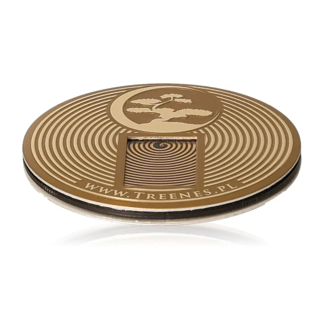 Absorber Treenes Gold 8 cm energy purifier with tree logo, designed to balance electromagnetic disturbances for serenity.