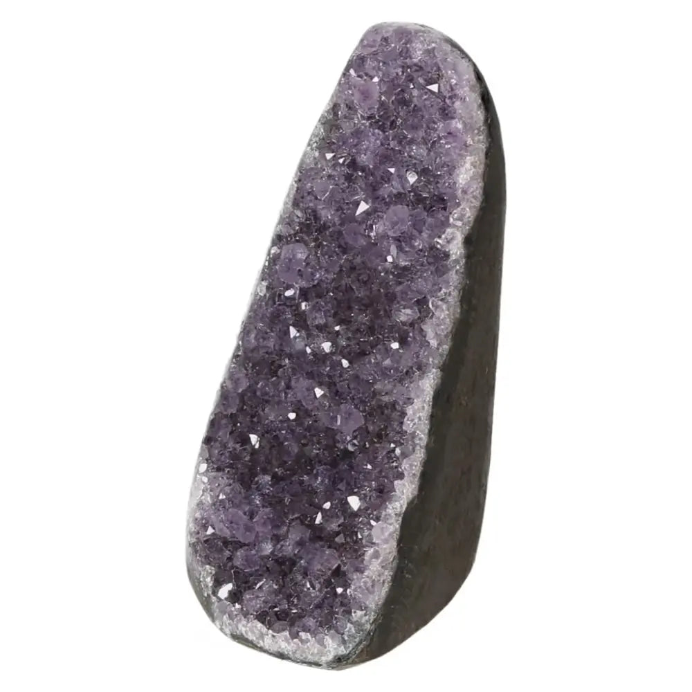 Amethyst Cut Base Geode by Sylvia Crystals, showcasing rich purple hues, enhances concentration and serenity in any space.