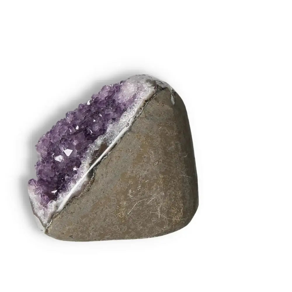 Amethyst Cut Base Geode from Sylvia Crystals, premium quality, known for calming properties, perfect for stress relief and energy enhancement.