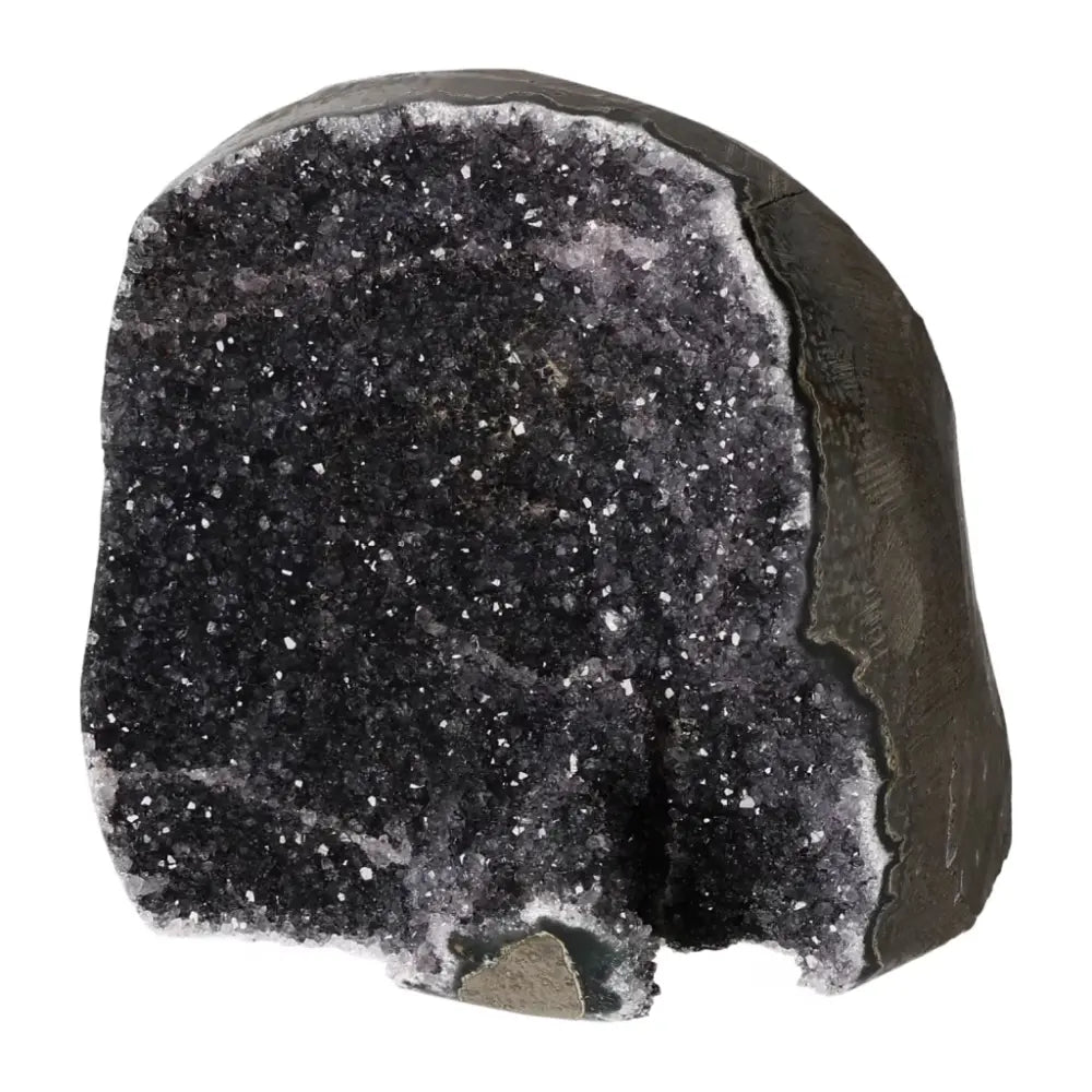 Amethyst Cut Base Geode showcasing stunning crystal formations from Sylvia Crystals, ideal for decoration and emotional balance.