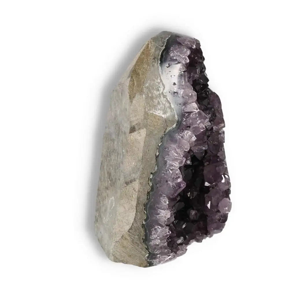 Amethyst Cut Base Geode from Sylvia Crystals, luxury crystal with stress-reduction and energy-boosting properties.