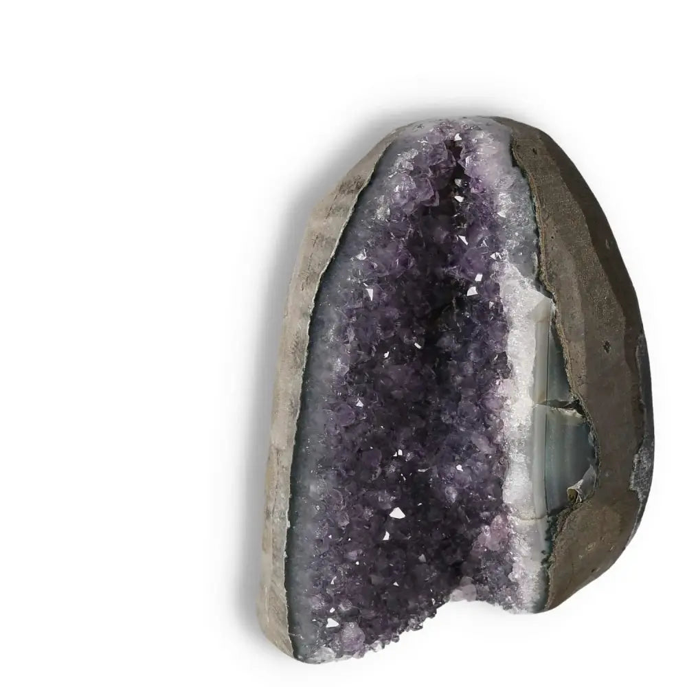 Amethyst Cut Base Geode from Sylvia Crystals showcasing luxury and tranquility in a contemporary design.