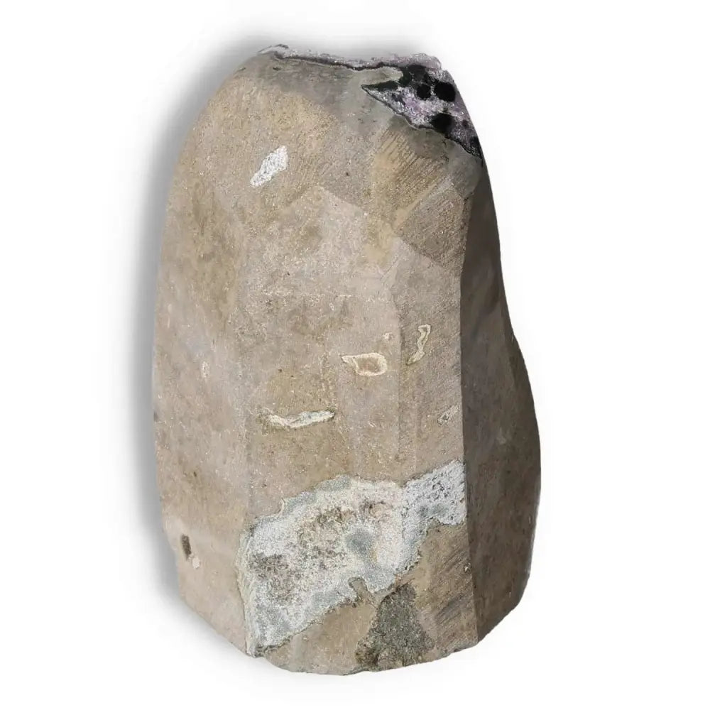 Amethyst Cut Base Geode by Sylvia Crystals showcasing its unique structure and natural beauty, perfect for energy and wellness enhancement.