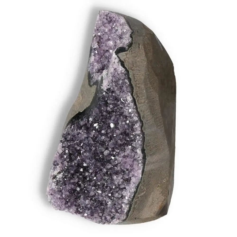 Amethyst Cut Base Geode by Sylvia Crystals showcasing its sparkling purple crystals, premium quality from trusted suppliers.