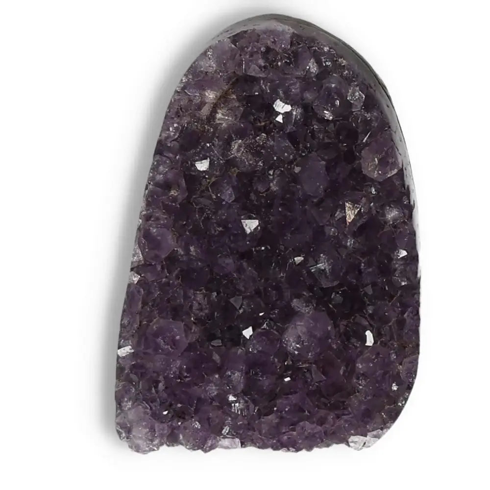 Amethyst Cut Base Geode by Sylvia Crystals, a premium talisman for stress reduction and energy enhancement, ideal for decor and concentration.