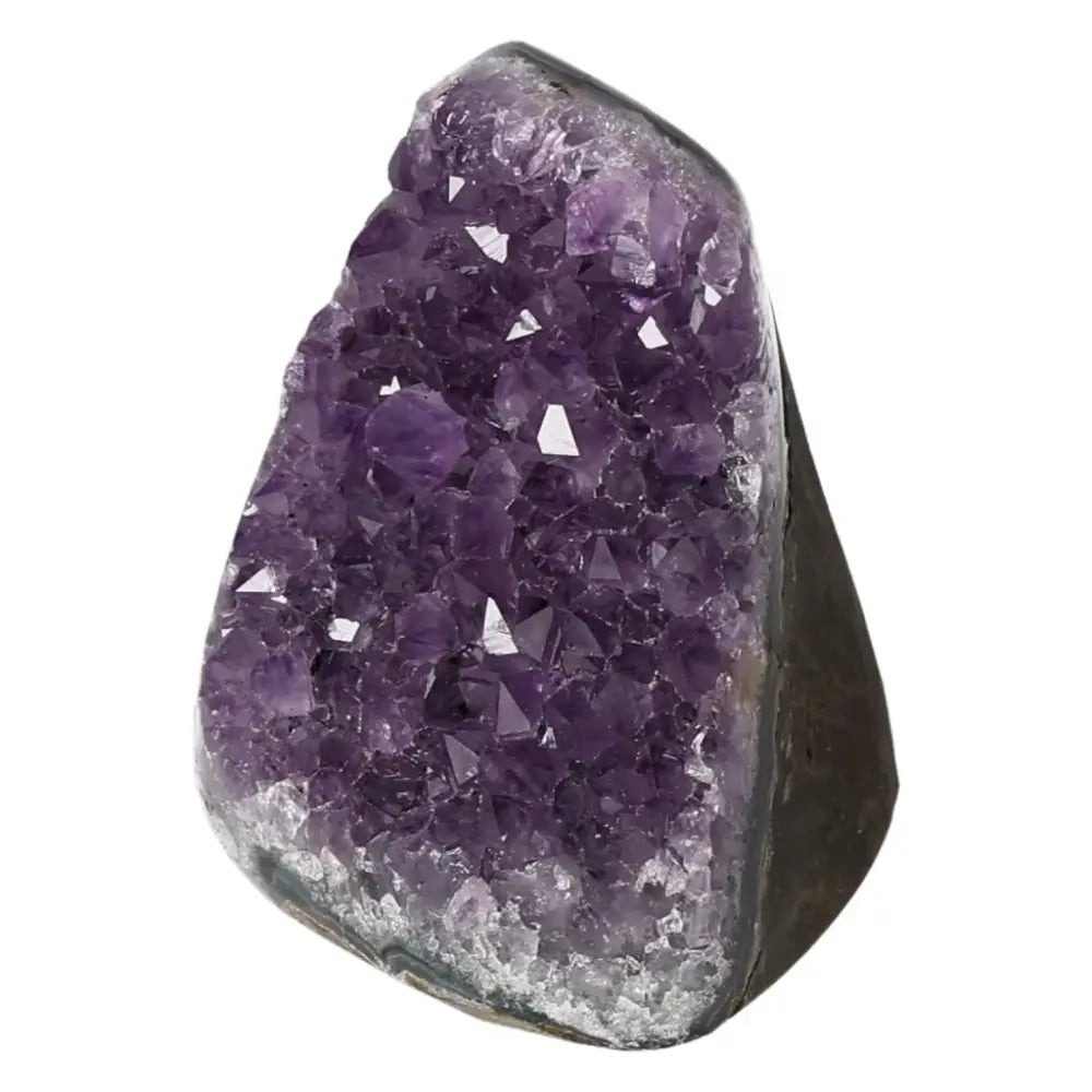 Amethyst Cut Base Geode from Sylvia Crystals featuring stunning violet hues, perfect for beauty and spiritual depth seekers.