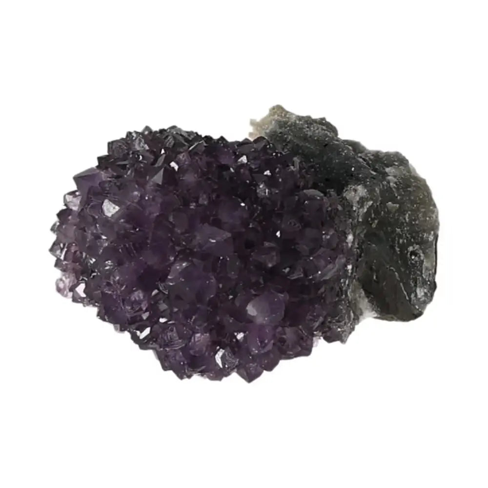 Amethyst Druze crystal from Sylvia Crystals, showcasing serene purple hues and promoting emotional stability and focus.