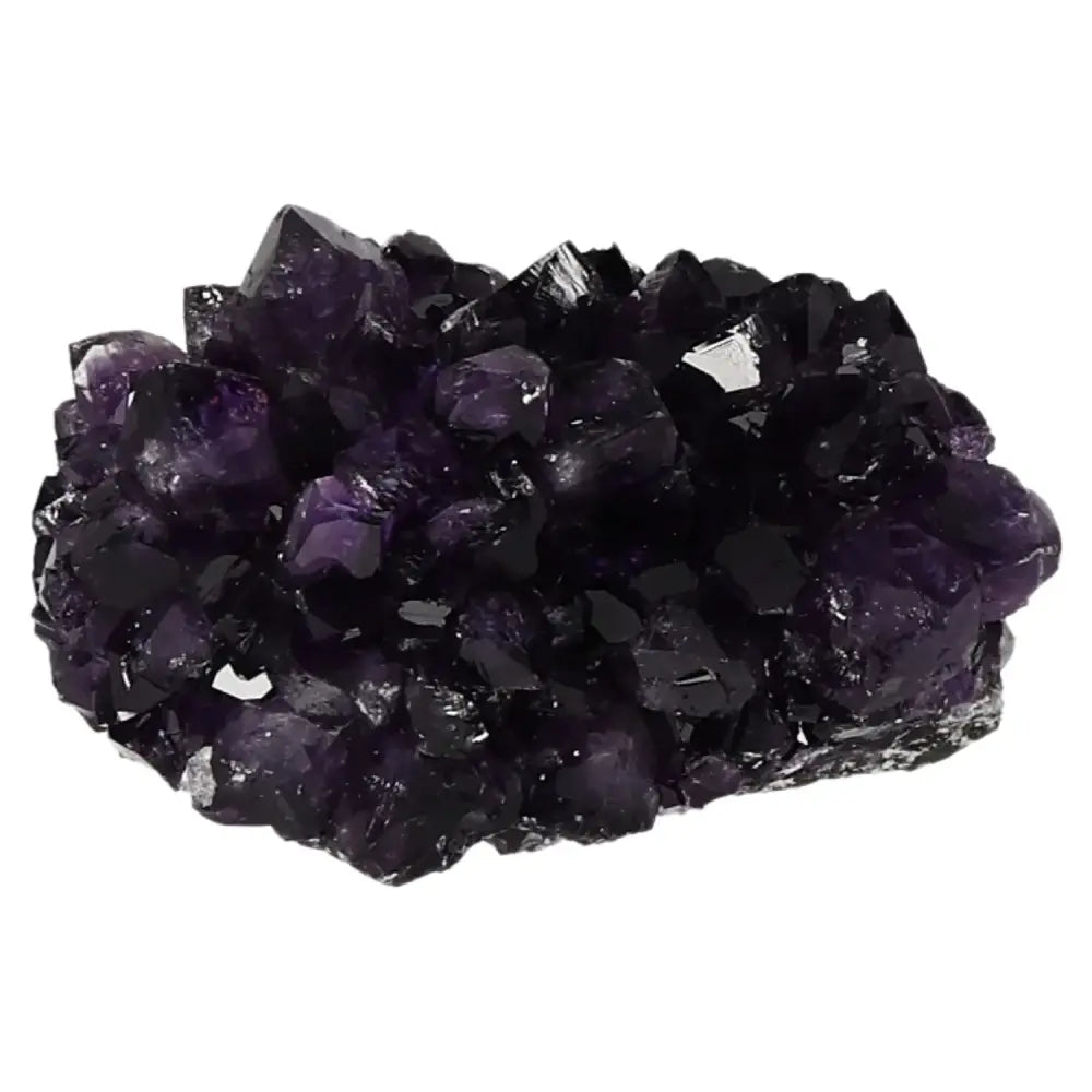 Close-up of Sylvia Crystals' Amethyst Druze highlighting its deep purple hues and sparkling crystal formations.