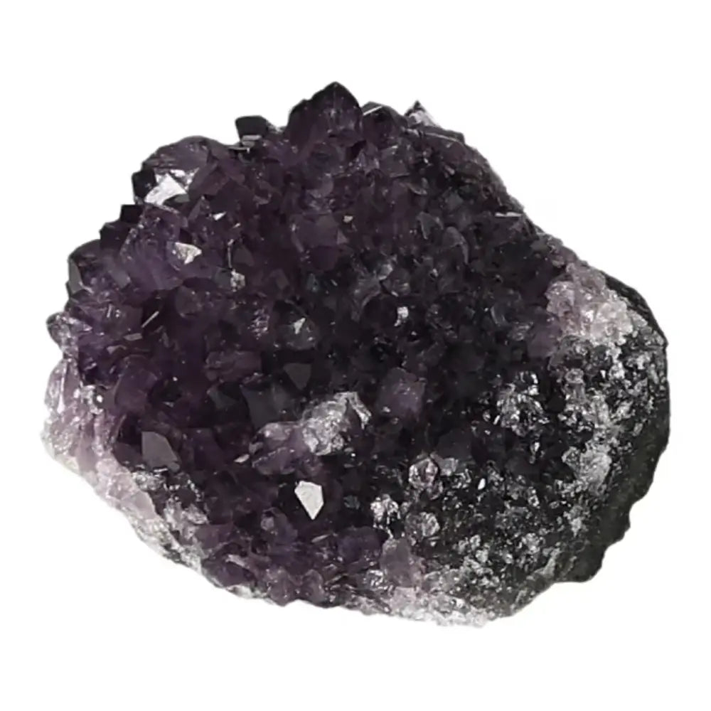 Amethyst Druze gemstone featuring rich purple crystals, known for stress relief and spiritual energy, from Sylvia Crystals.