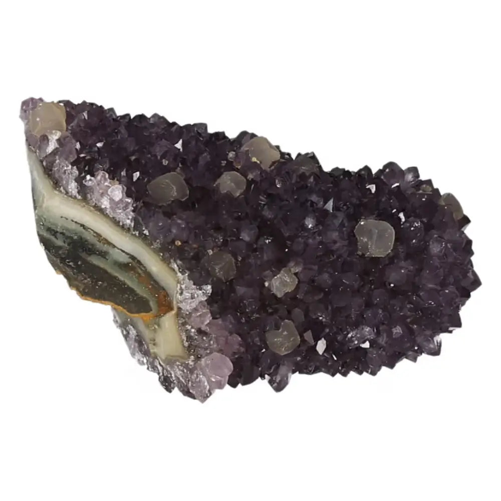 Exquisite Amethyst Druze by Sylvia Crystals, known for reducing stress and enhancing concentration, a premium natural formation.