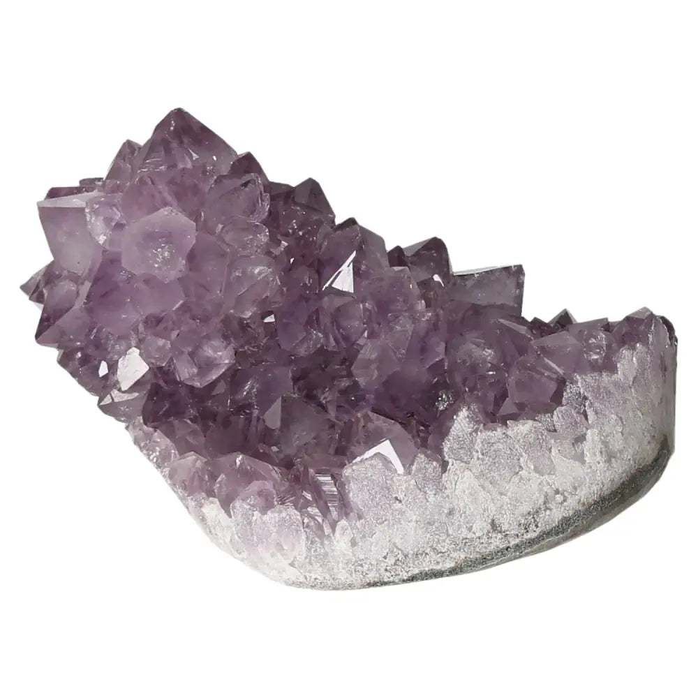 Amethyst Druze crystal formation from Sylvia Crystals, showcasing fine purple crystals for stress reduction and emotional stability.