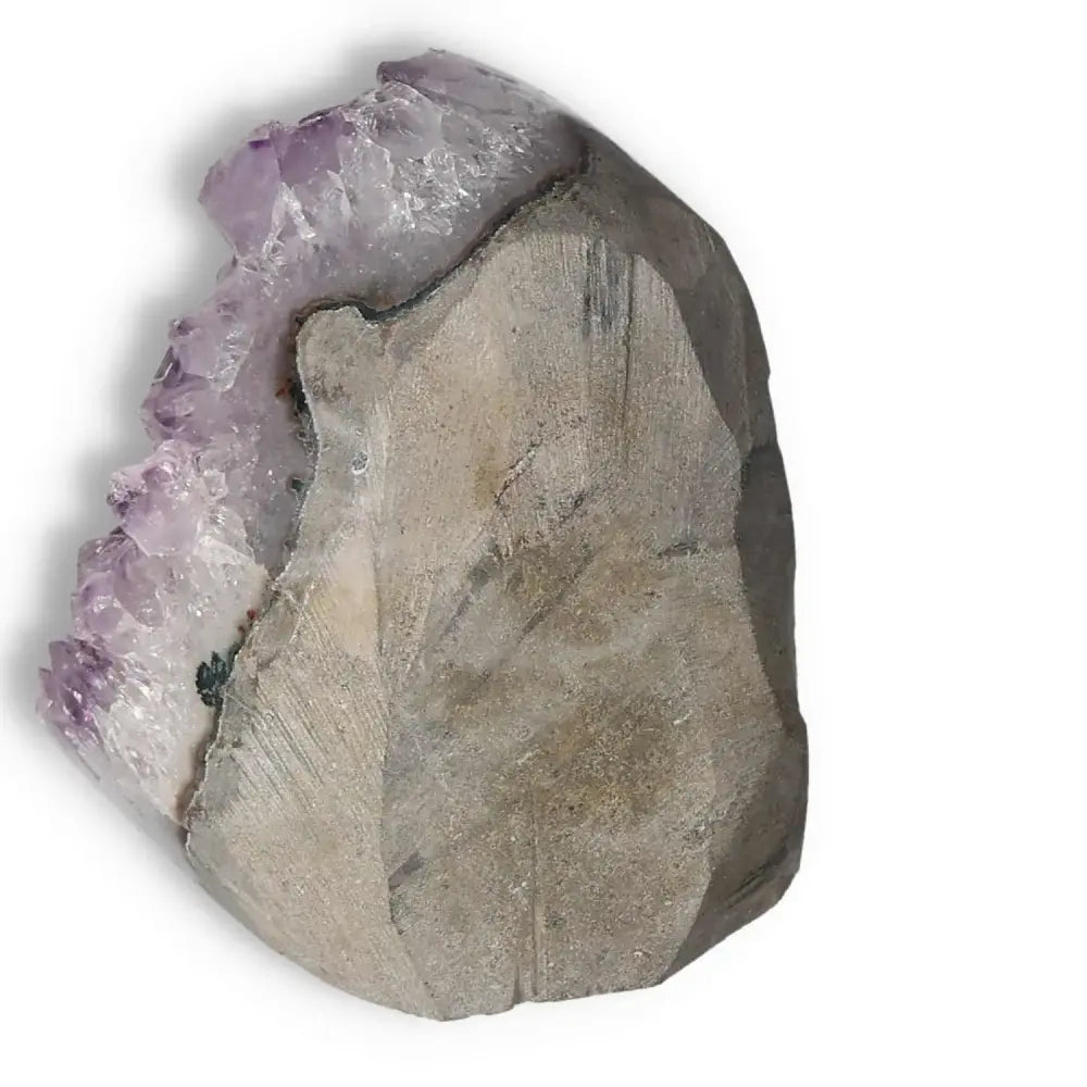 Amethyst cut base geode with rich purple hues from Sylvia Crystals, showcasing natural crystalline formations.