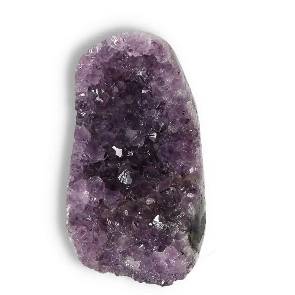 Amethyst cut base geode from Sylvia Crystals, known for calming and energy-boosting properties.