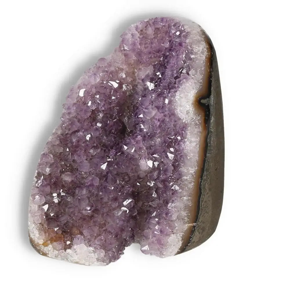 Amethyst cut base geode from Sylvia Crystals showcasing natural beauty and spiritual energy, ideal for stress relief and mind invigoration.