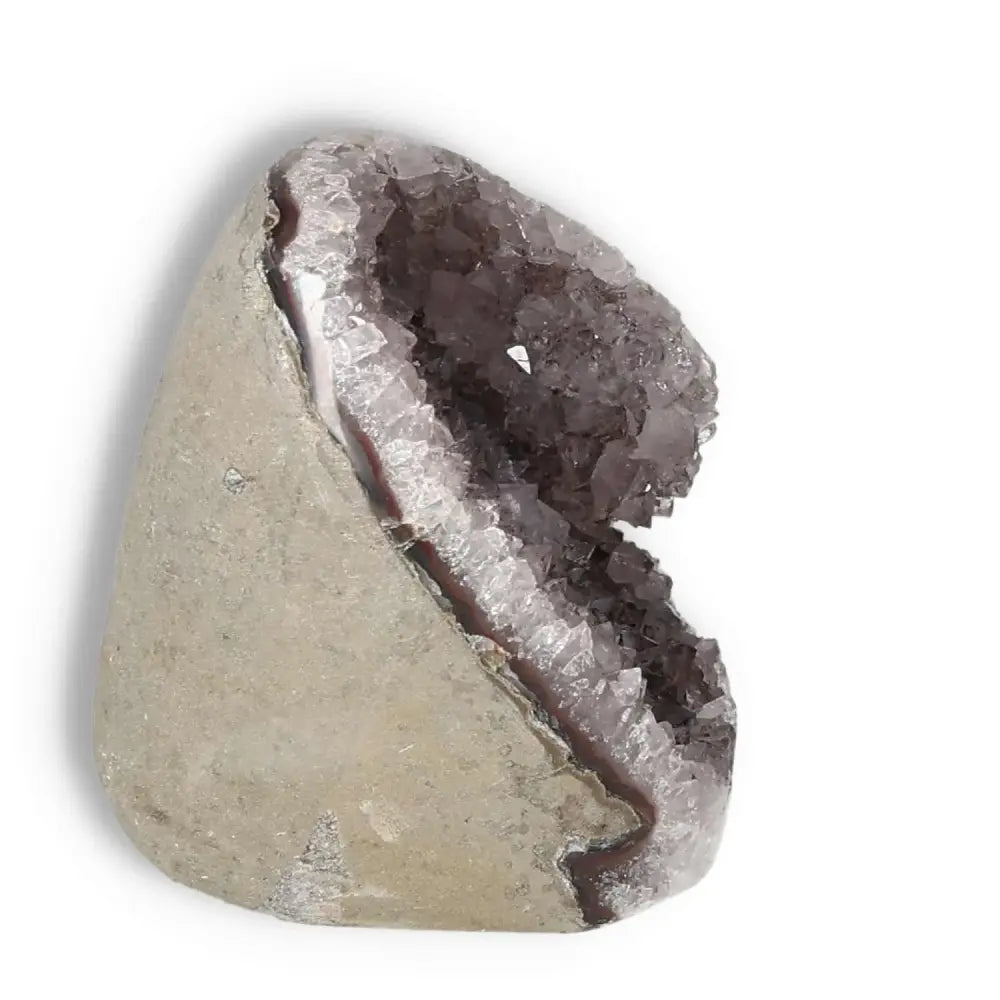 Amethyst cut base geode from Sylvia Crystals showcasing premium quality and transformative energy.