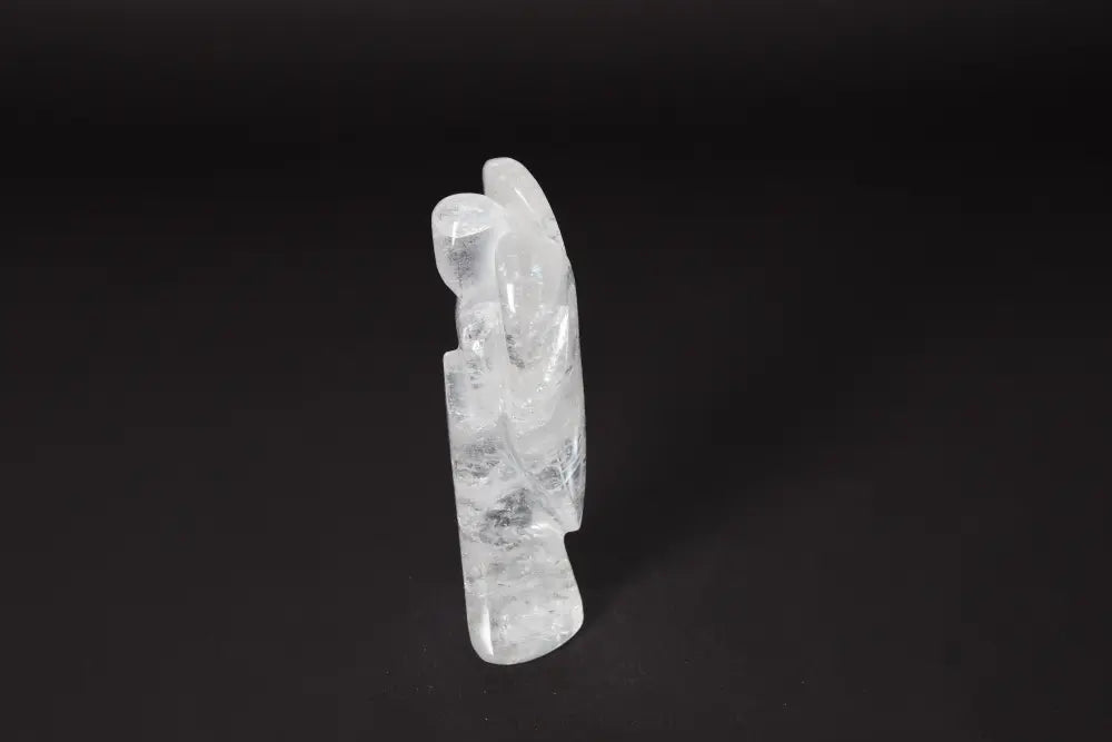 Angel Lemurian Quartz statue 13 cm in profile view, known for stress reduction and energy boost, enhances concentration and emotional stability.