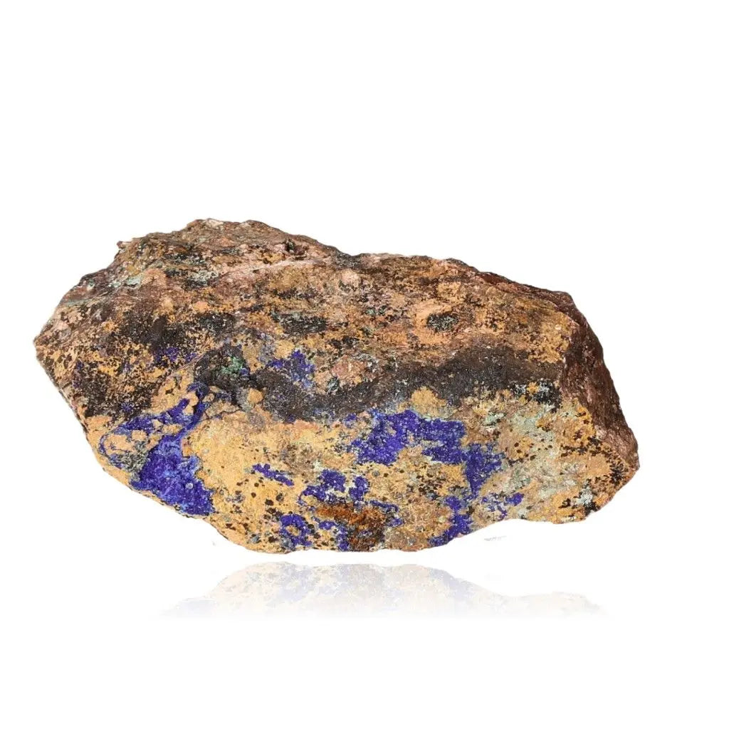 Azurite rock with deep blue hues and copper patterns, ideal for mental clarity, focus, and spiritual growth.