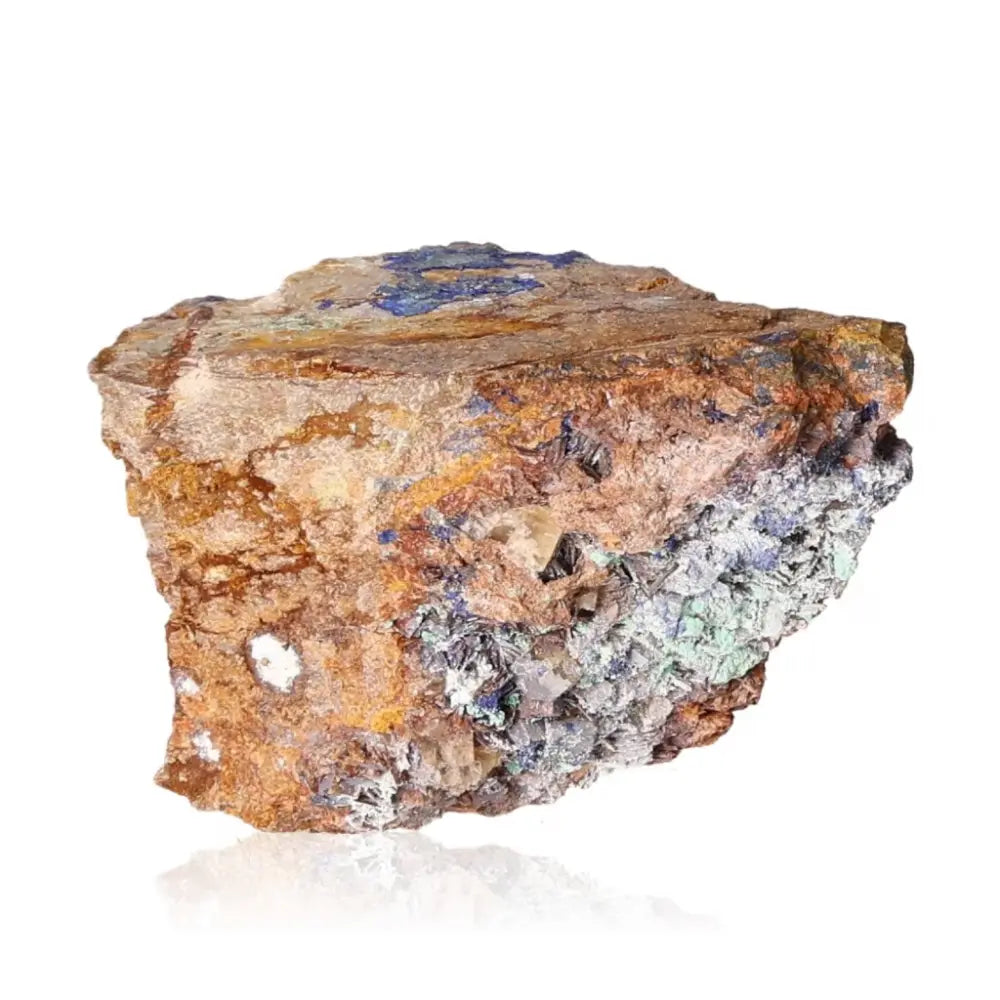 Azurite stone displaying deep blue hues and intricate patterns, ideal for mental clarity and personal growth. Perfect for collectors and spiritual seekers.