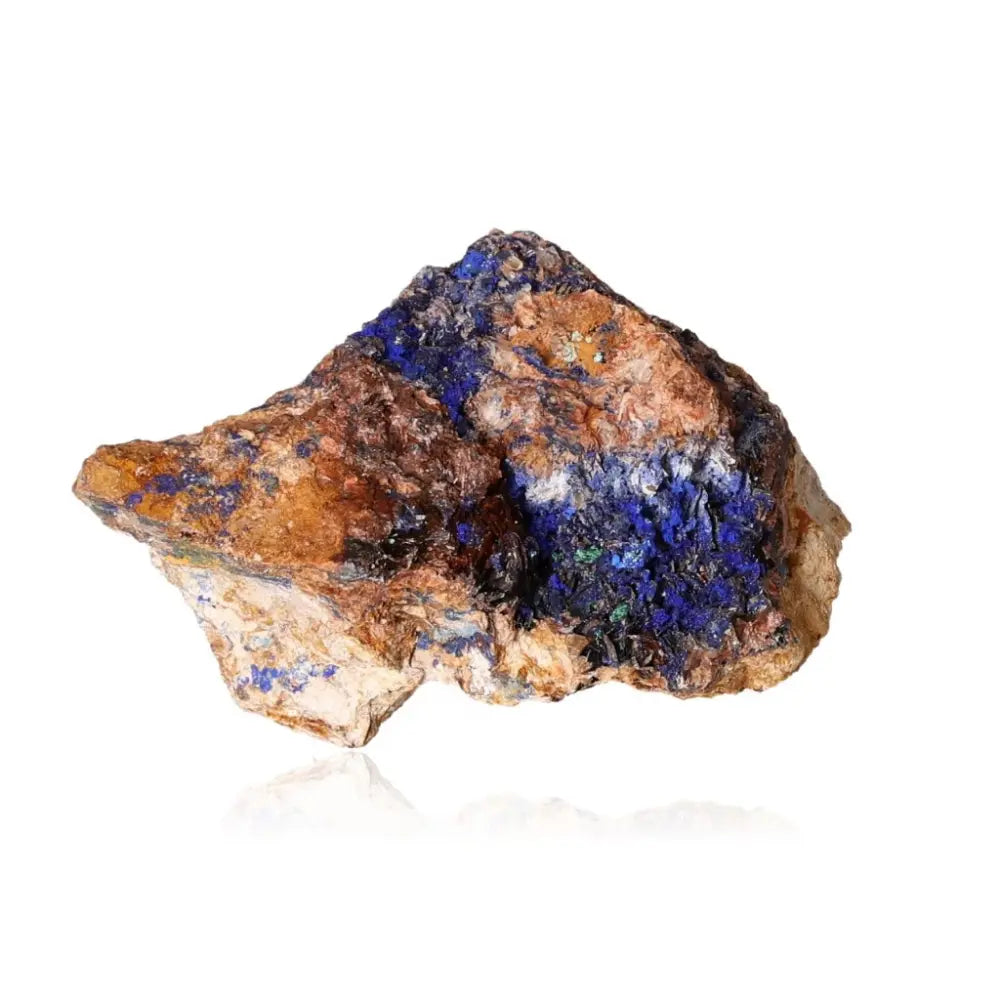 Azurite crystal with deep blue hues, known for enhancing mental clarity and focus; ideal for personal growth and spiritual journeys.