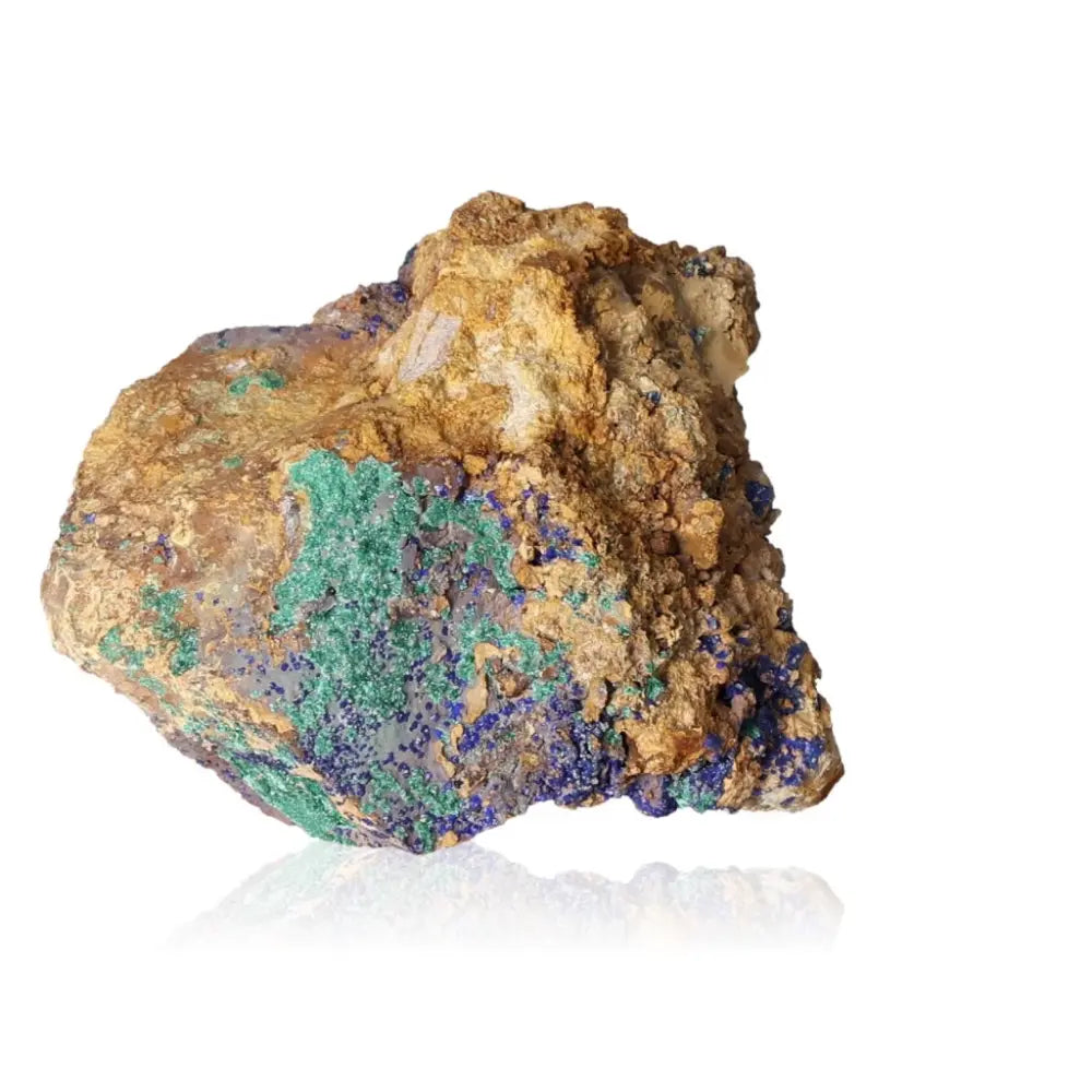 Azurite with Malachite gemstone for intuition and spiritual enhancement, featuring vibrant blue and green hues on a rough stone.