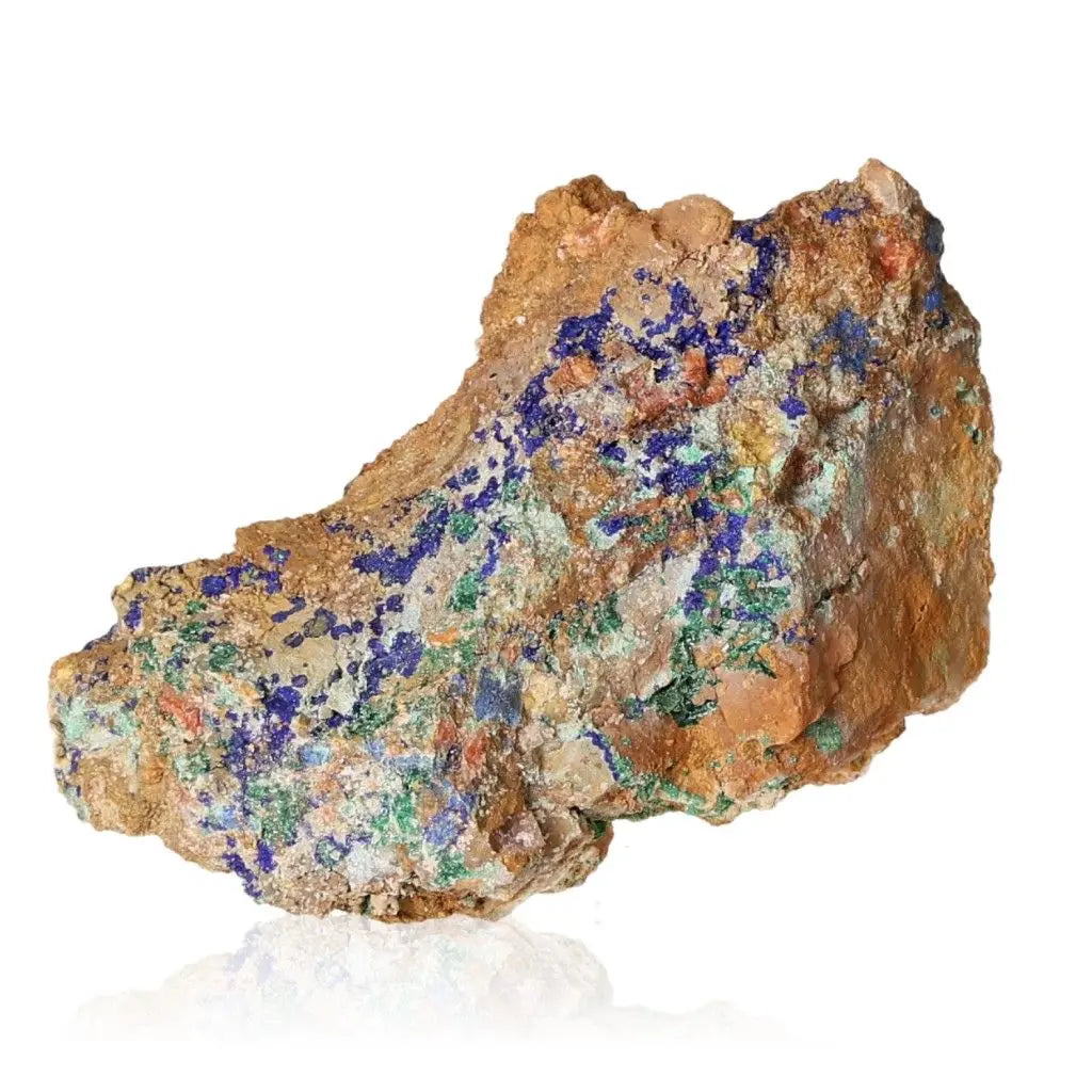 Azurite with Malachite gemstone showcasing deep blue and vibrant copper-rich patterns, ideal for collectors and spiritual enhancement.