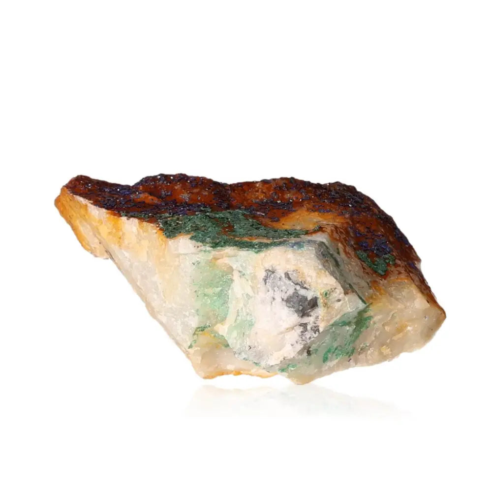 Azurite with Malachite gemstone displaying vibrant blue and green hues and intricate patterns.