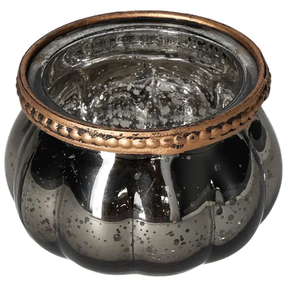 Elegant black glass lantern with a copper rim, featuring a luxurious and timeless design by Sylvia Crystals for modern decor.