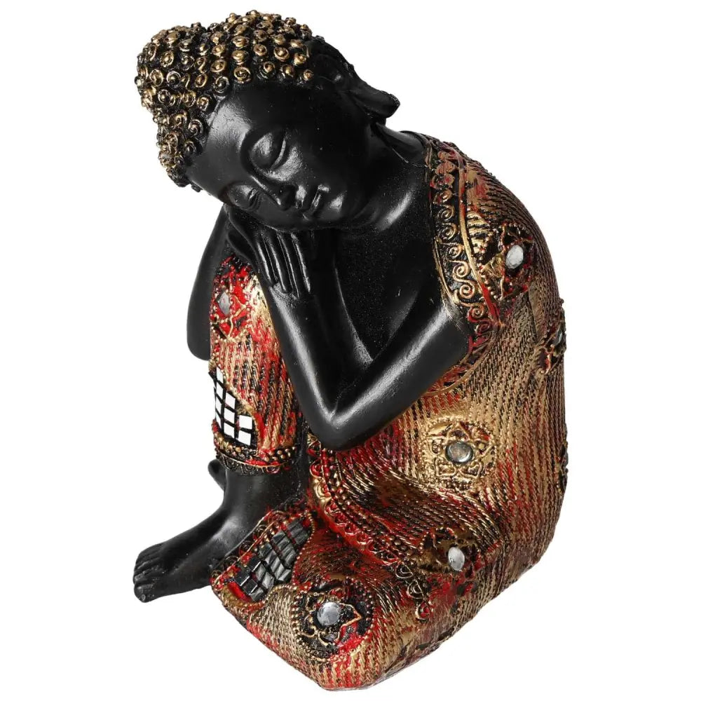 Elegant Black and Gold Buddha statue by Sylvia Crystals, embodying luxury and spirituality with intricate design details.