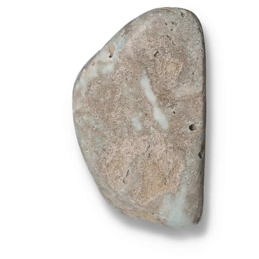 Smooth beige and white stone with rustic texture isolated on white background.