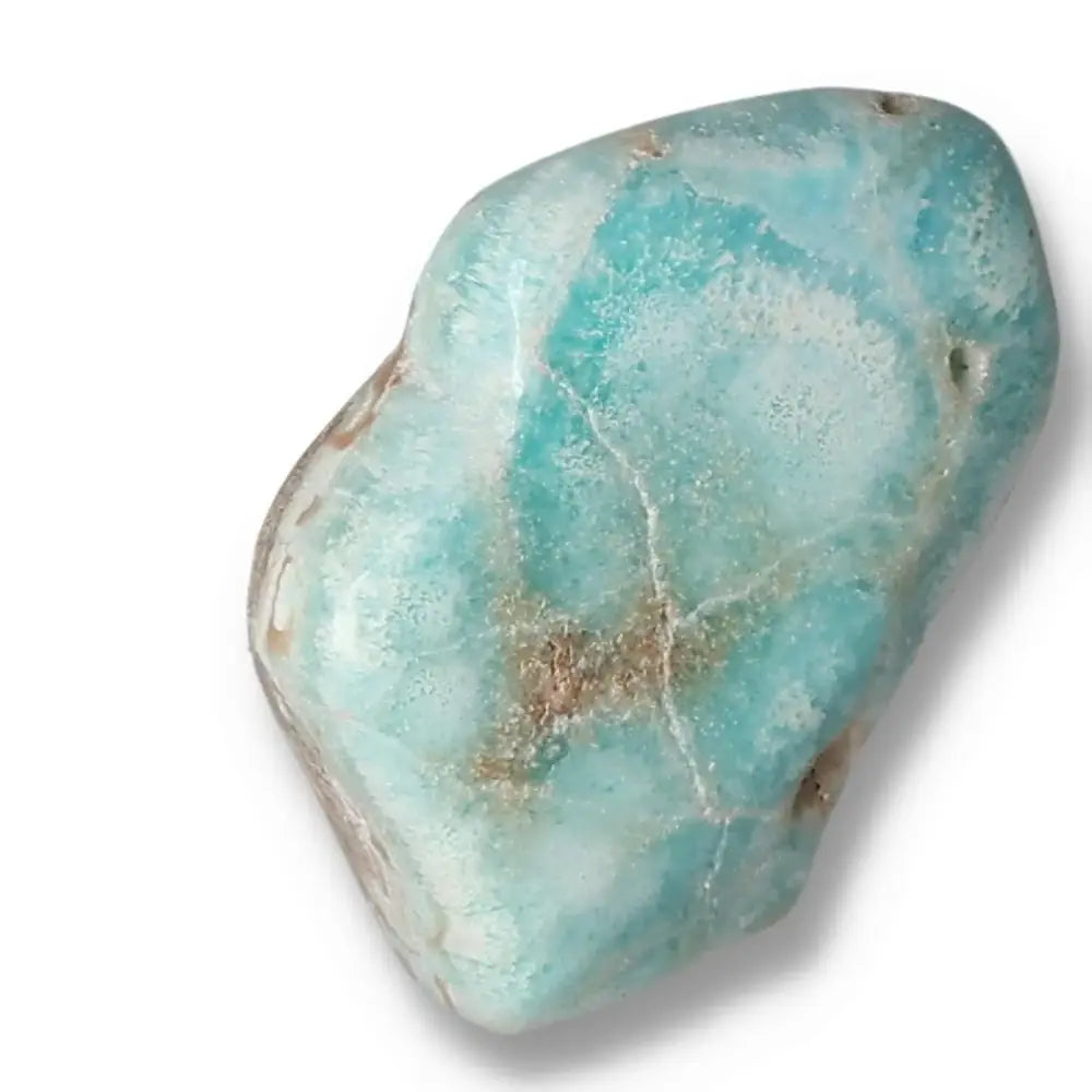Blue Aragonite crystal with soothing blue hues, promoting serenity and emotional balance, sourced from Pakistan.