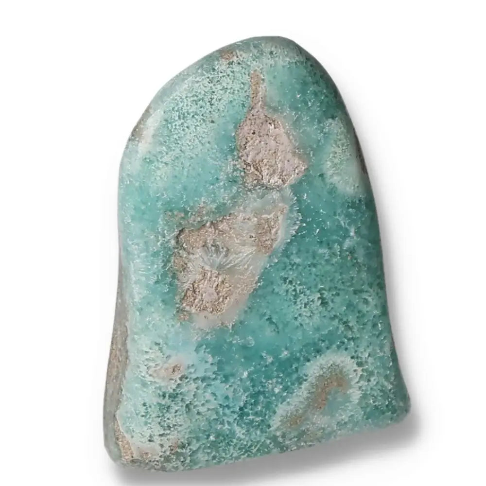 Blue Aragonite Obelisk from Pakistan, showcasing soothing blue hues, perfect for serenity and emotional balance.