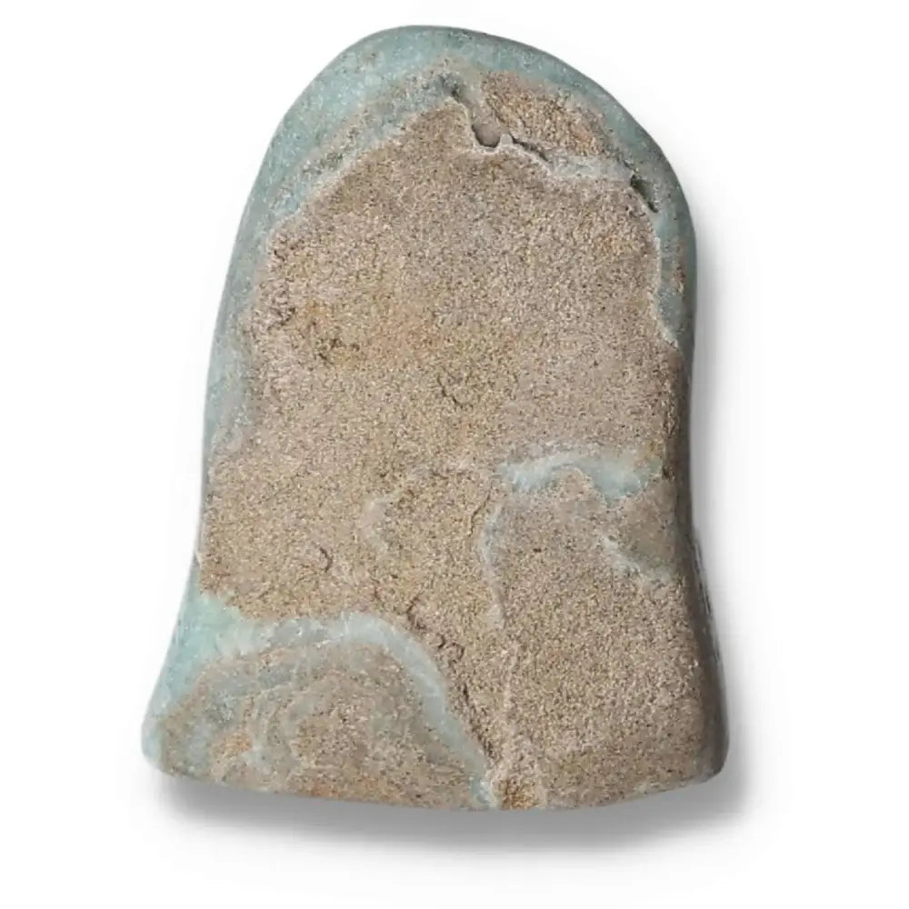 Blue Aragonite Obelisk from Pakistan showcasing calming blue hues and natural stone textures.