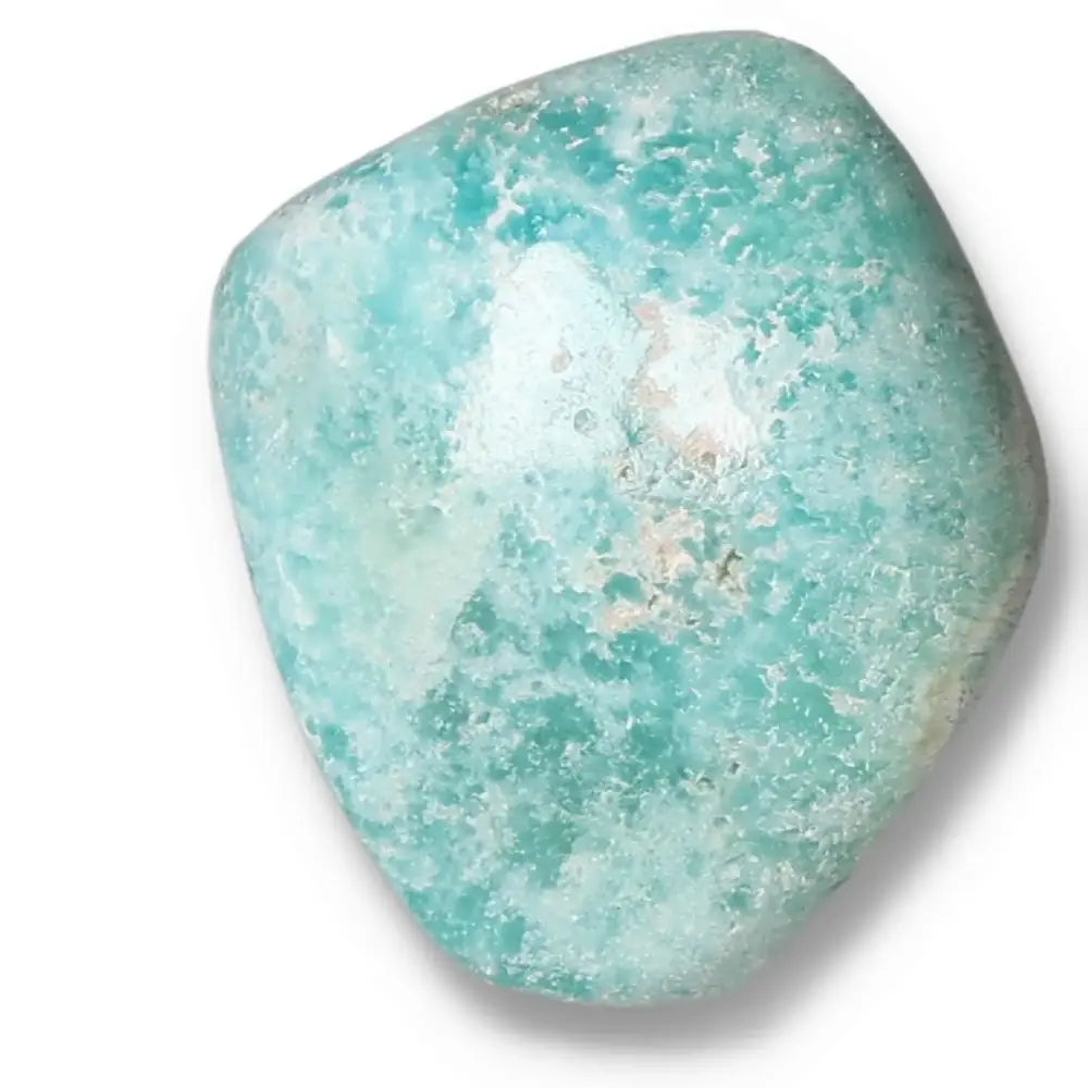 Polished blue aragonite stone showcasing vibrant colors and natural texture.