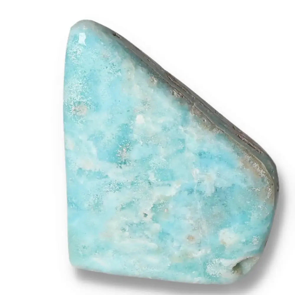Blue Aragonite Obelisk showcasing soothing blue hues, perfect for adding serenity and elegance. Enhances communication and emotional balance.