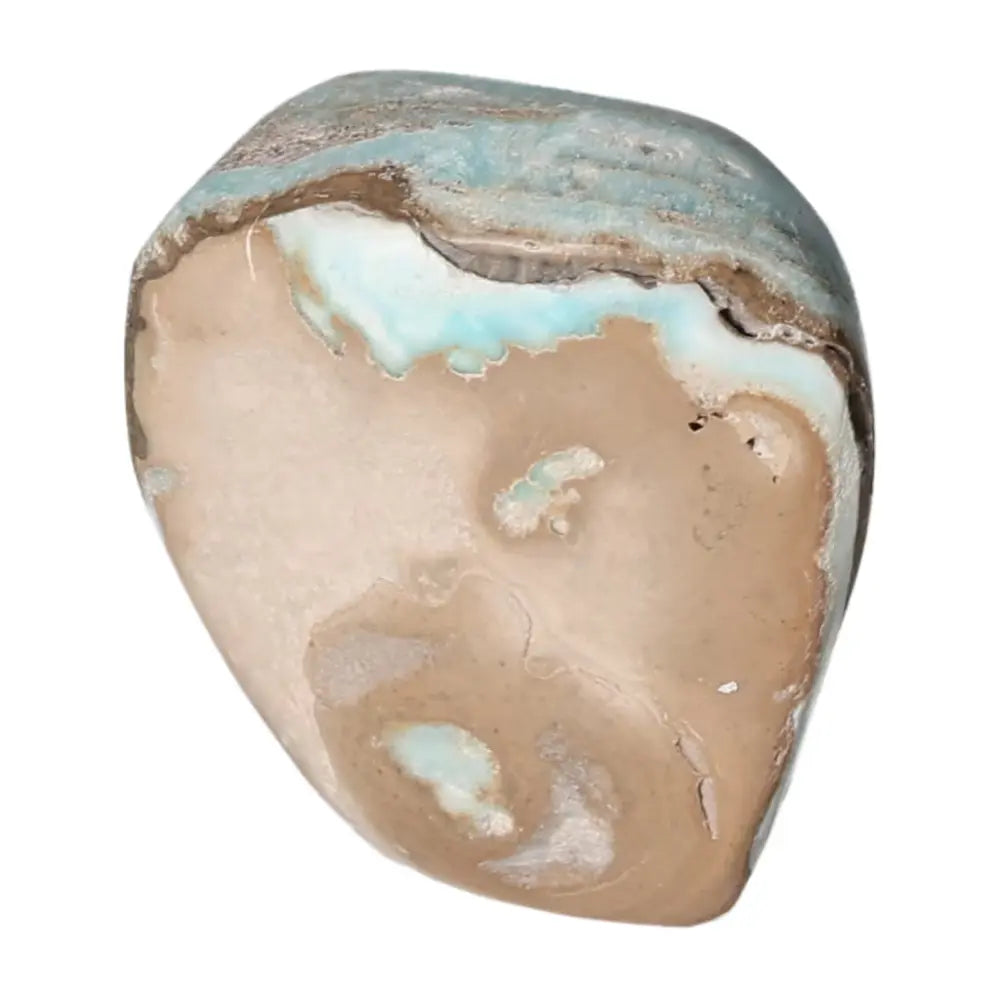 Natural Blue Aragonite stone showcasing unique mix of blue and beige tones, perfect for adding serenity and elegance to your space.
