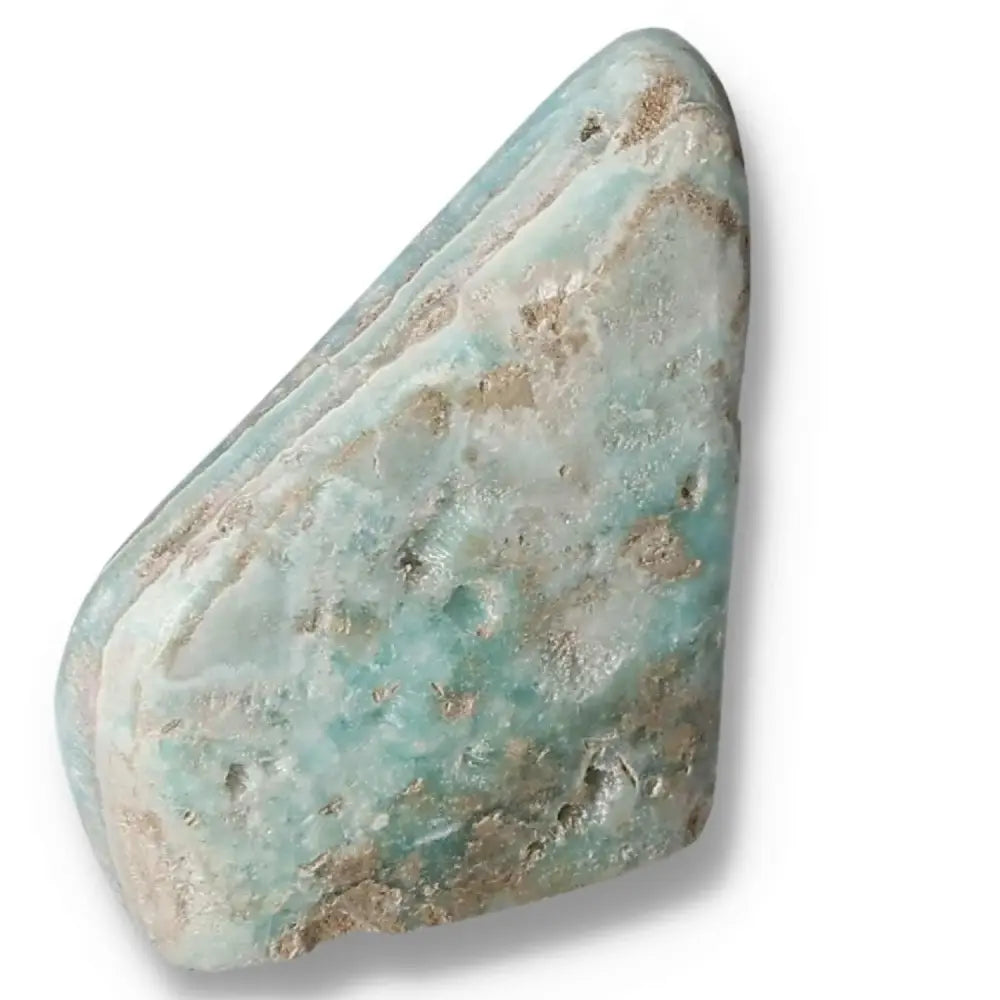 Blue Aragonite Obelisk from Pakistan with soothing blue hues, perfect for enhancing communication and creating a tranquil environment.