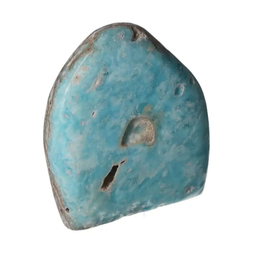 Blue Aragonite Obelisk from Pakistan, showcasing soothing blue hues and calming energy for emotional balance and tranquility.