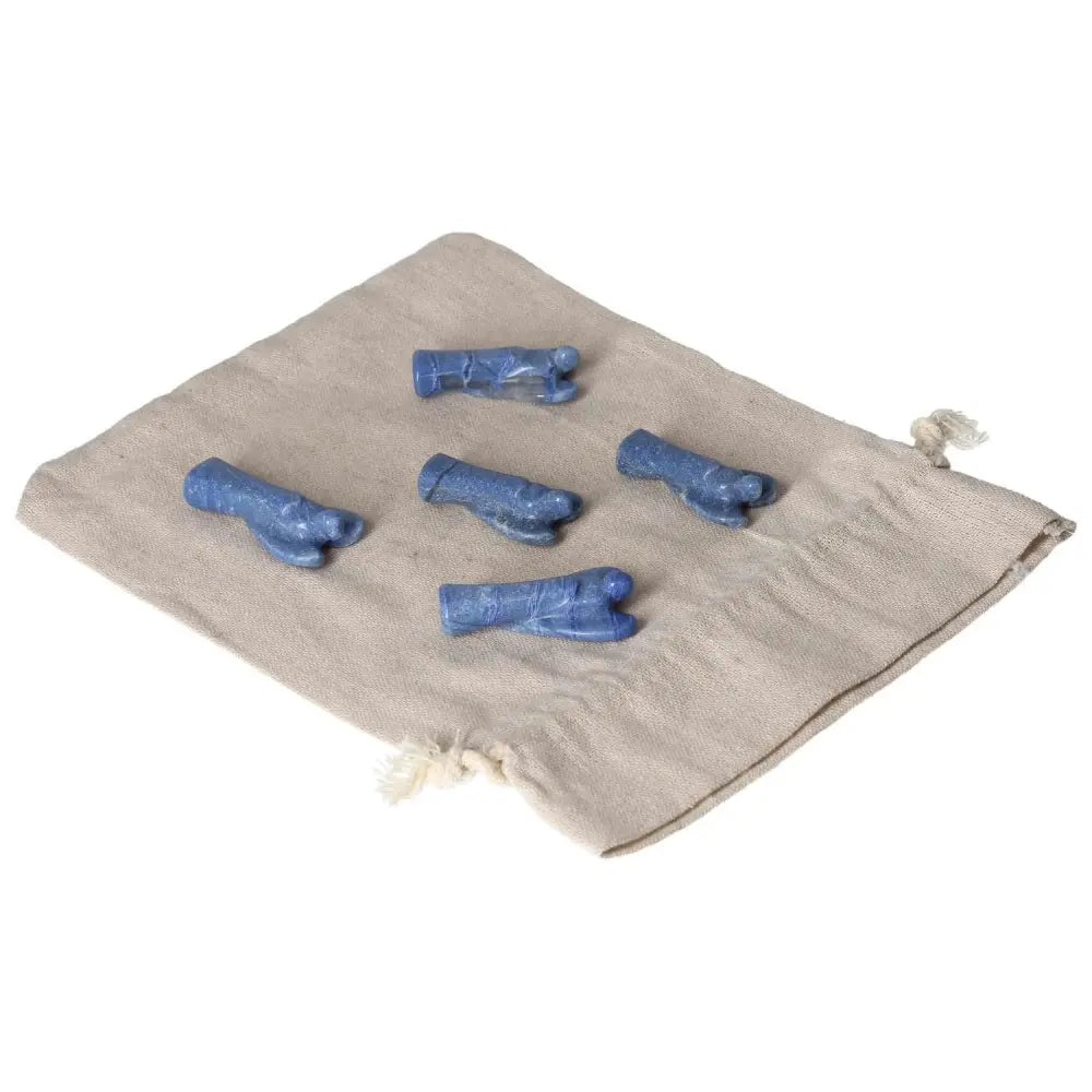 Small Blue Aventurine Angels on a Cloth Bag for Inner Peace and Intuition