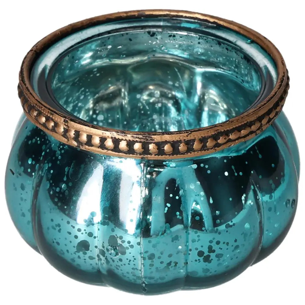 Elegant blue glass lantern by Sylvia Crystals, embodying luxury and tranquility with artistic design and spiritual aesthetics.