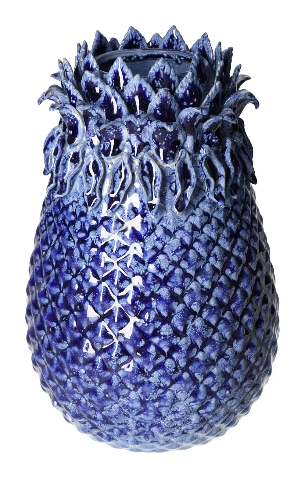 Elegant Blue Stoneware Vase 19x19x29,5 from Sylvia Crystals, showcasing rich texture and vibrant color, perfect for home decor.