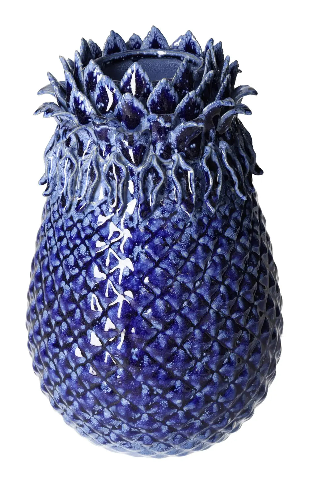 Elegant Blue Stoneware Vase with textured design, 19x19x29.5, by Sylvia Crystals, embodying tranquility and sophistication.