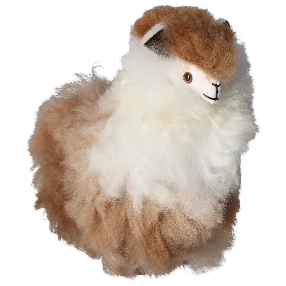 Brown alpaca plush toy made from natural Andean alpaca hair, handcrafted in Peru, showcasing its softness and charm.