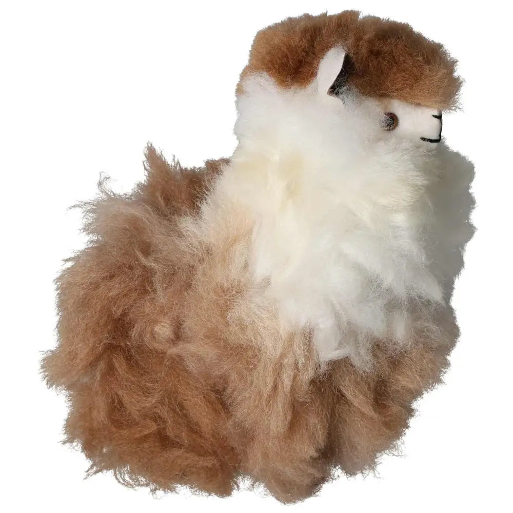 Brown Alpaca Plush Toy made from 100% natural alpaca hair, handcrafted in Peru, showcasing soft, fluffy texture and traditional artistry.